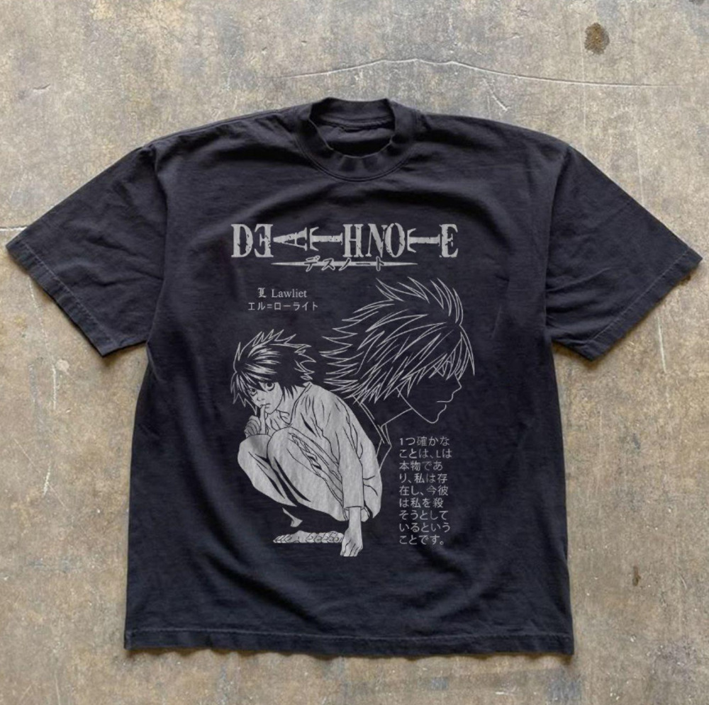 Vintage Style Death Note L Lawliet Anime Manga Japanese Graphic Tee
